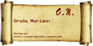 Orsós Mariann névjegykártya
