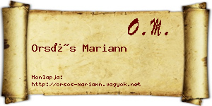 Orsós Mariann névjegykártya