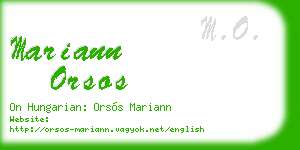 mariann orsos business card